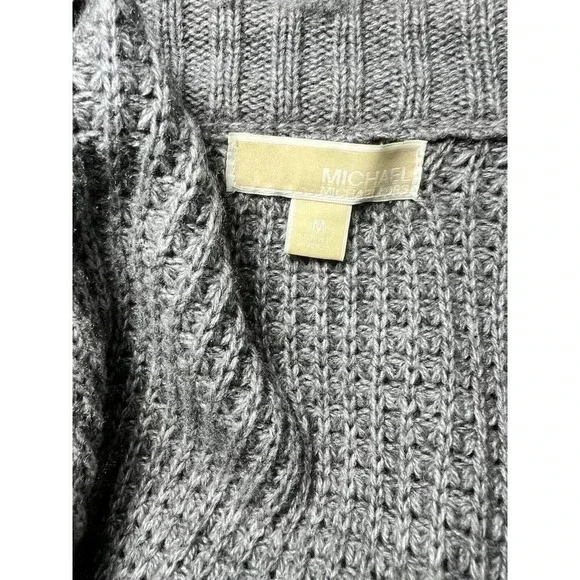 Womens Michael Kors Gray Metal Toggle Cardigan Sweater Wool Blend Size M EUC - Picture 11 of 13